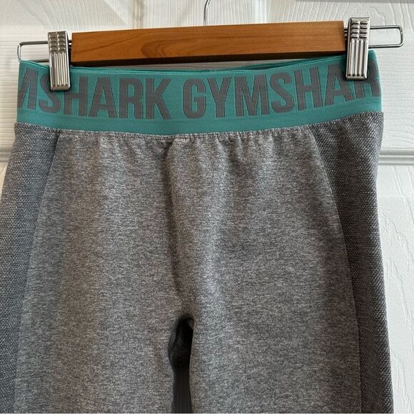 Gymshark Flex Leggings mid rise Charcoal Marl/Dusky Teal size small - Picture 4 of 8